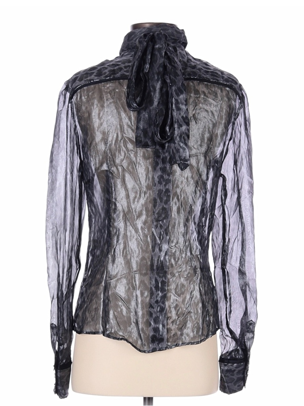 Dolce & Gabbana Sheer Leopard Button-Down Blouse in Charcoal LIKE NEW - Picture 2 of 5